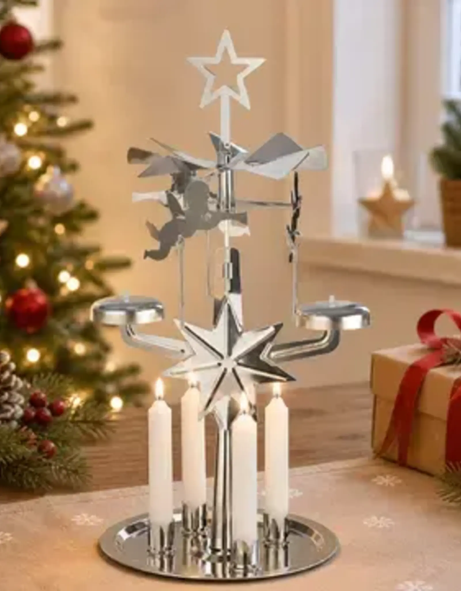 Angel Chimes – Metal Chime Carousel (+4 Candles) authentic scandinavian christmas decoration & ornament