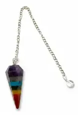 7 Chakra Gemstone Bonded Pendulum with Silver Chain