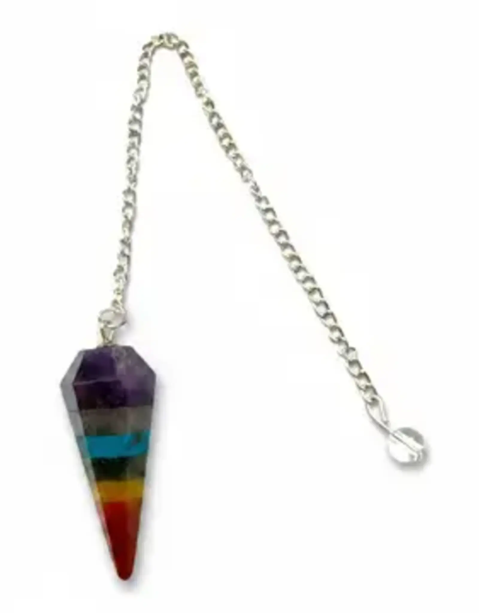 7 Chakra Gemstone Bonded Pendulum with Silver Chain