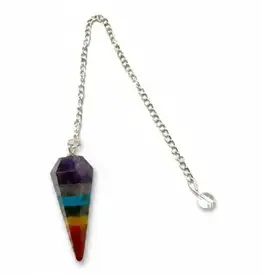 7 Chakra Gemstone Bonded Pendulum with Silver Chain