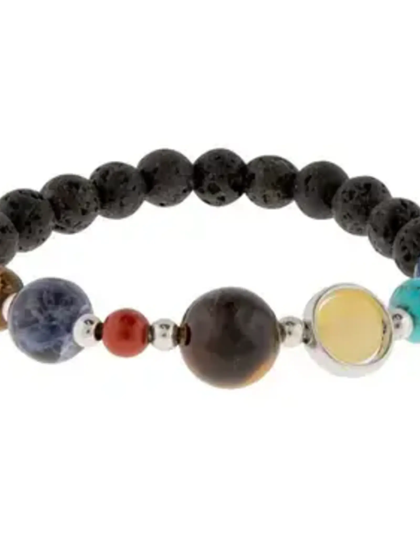 BRACELET - SOLAR SYSTEM - 6-8MM BEADS - LAVA & GEMSTONES