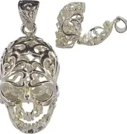 Pendant-Skull Cage-Tumbled Stones