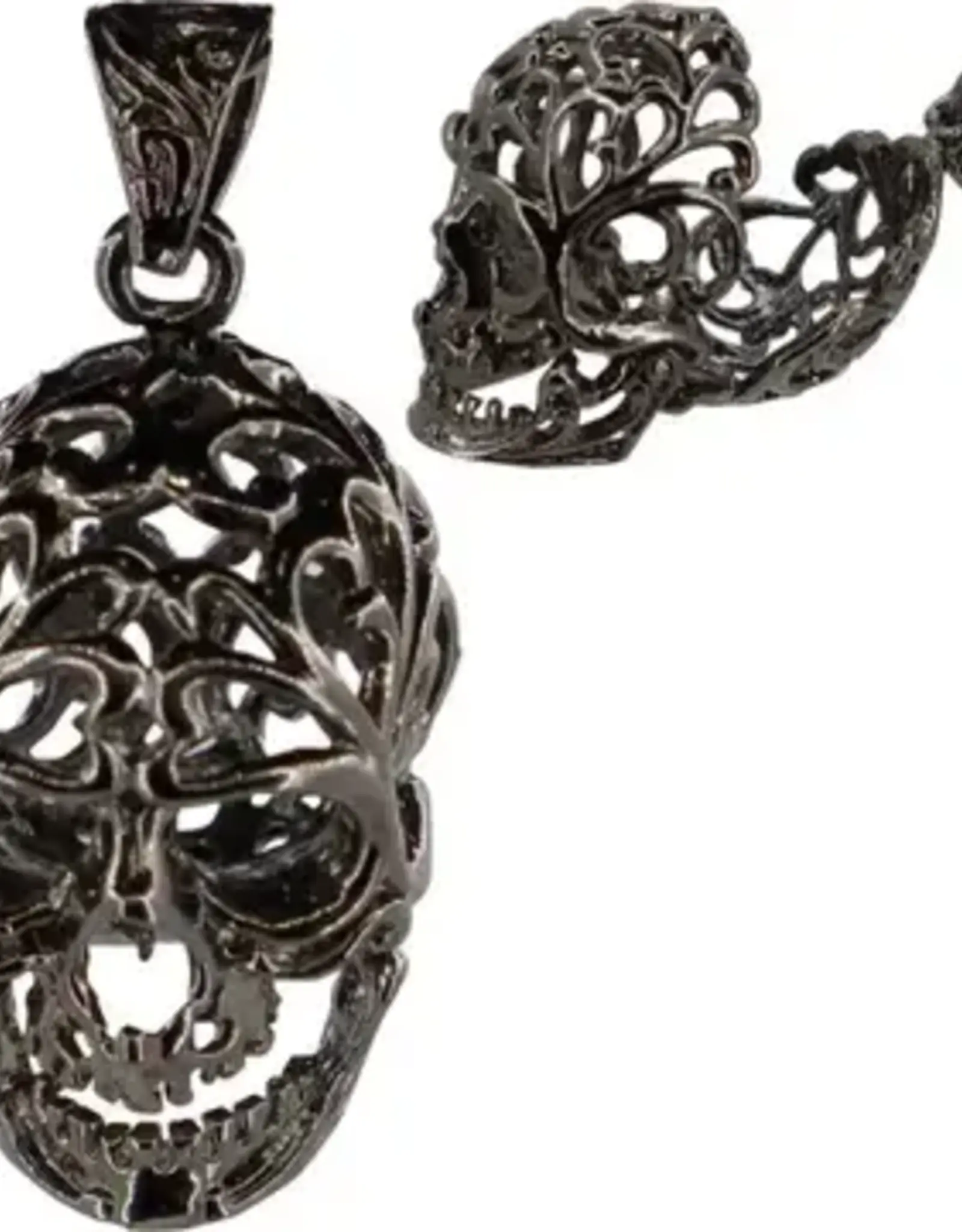 Pendant-Skull Cage-Tumbled Stones