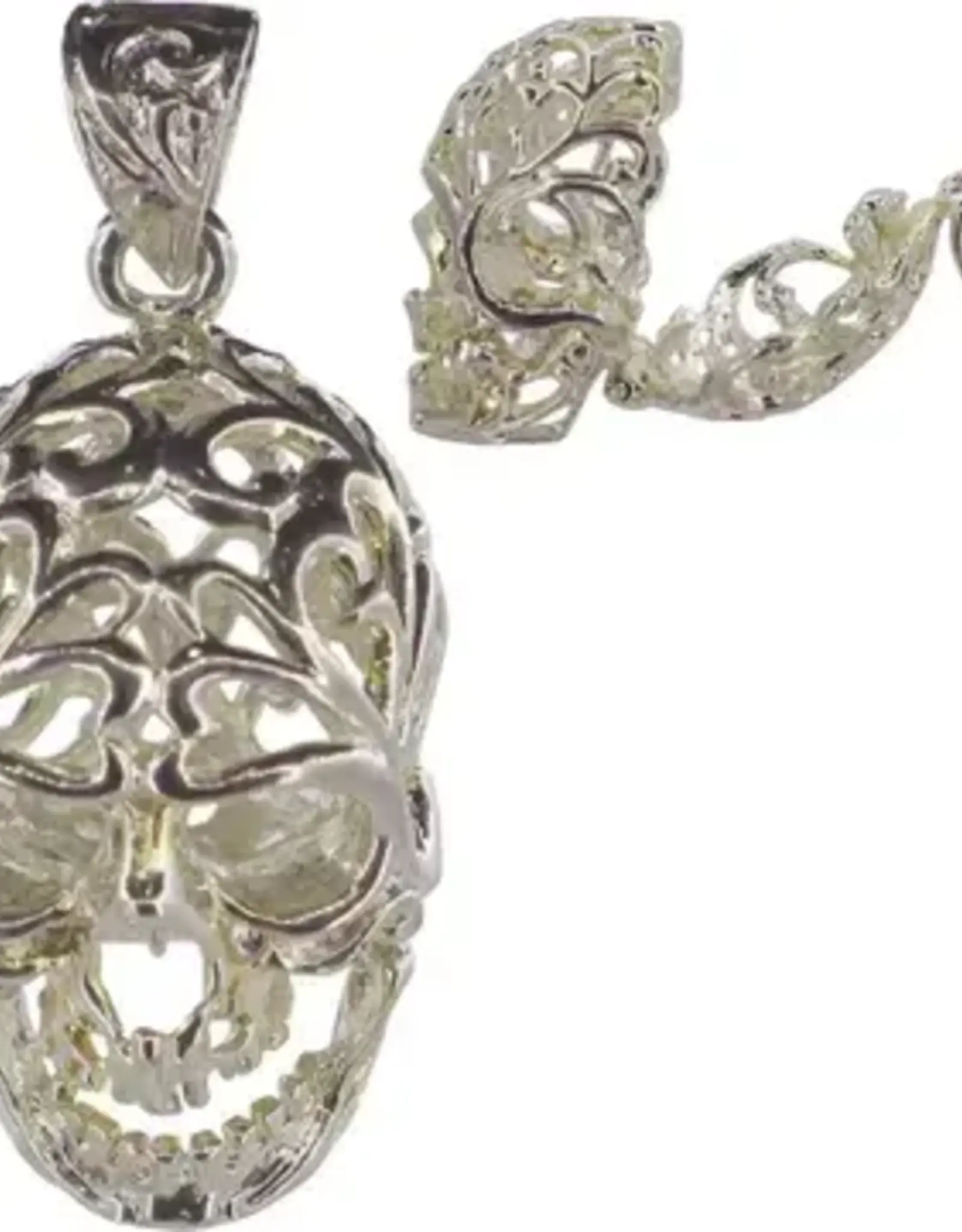 Pendant-Skull Cage-Tumbled Stones