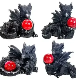 Resin Mini Dragon Figurines-W/Red Sphere