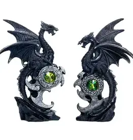 Resin Winged Dragon Figurines-Perched On Shield/Gem