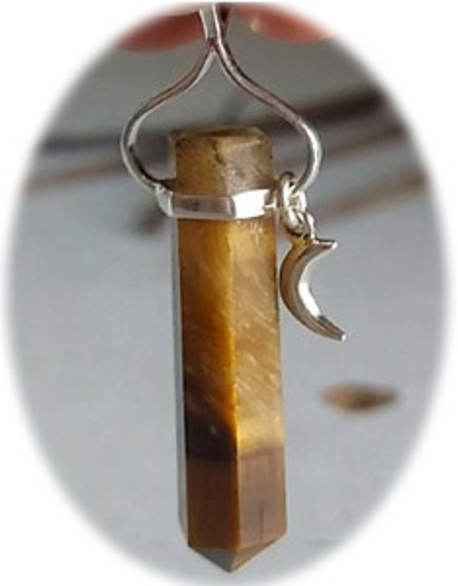 Tiger's Eye Point Pendant with Moon