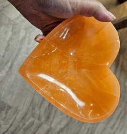 Large 15 cm Orange Selenite Heart Bowl (Satin Spar)