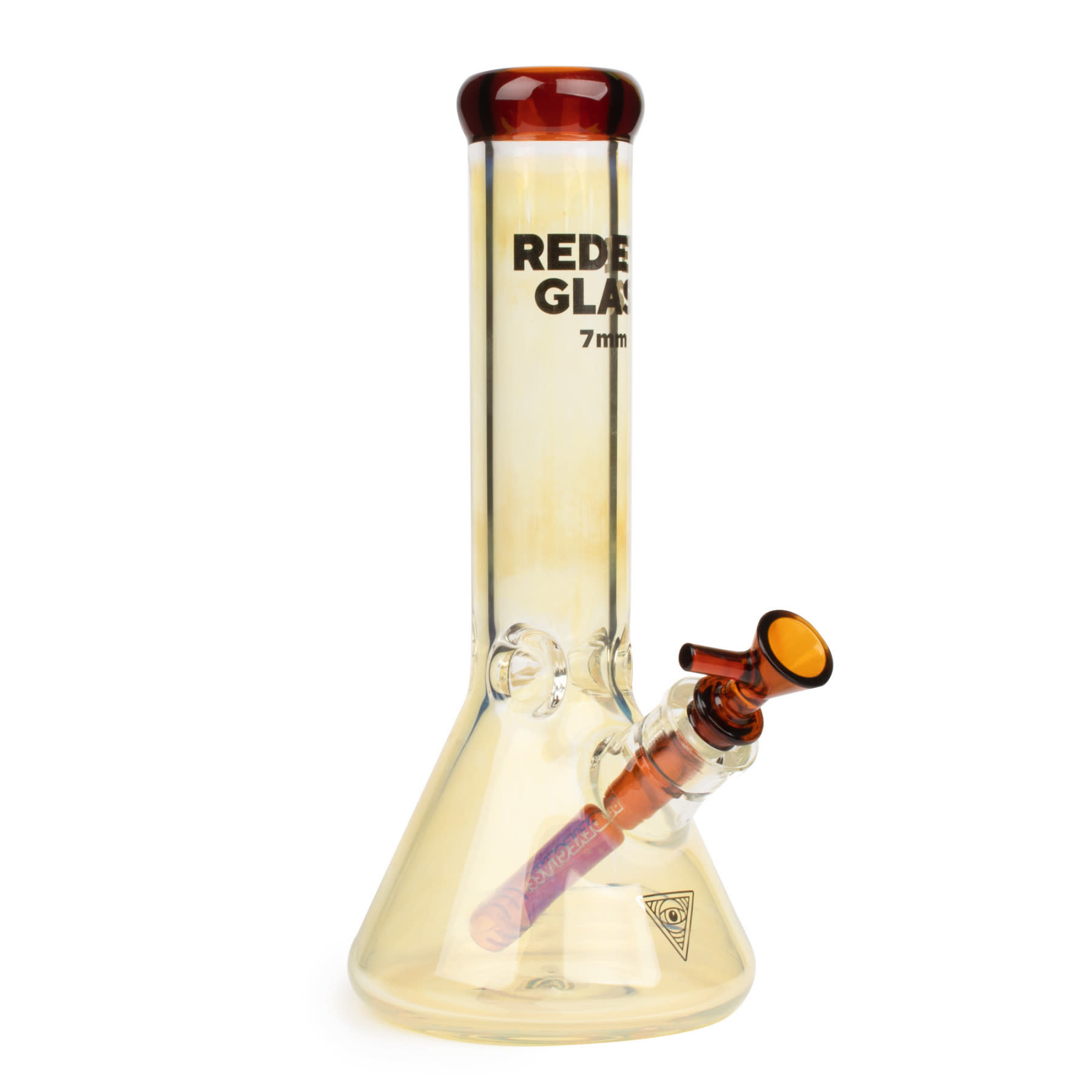 Red Eye Glass 12" 7mm Thick Colour Changing Beaker Tube Flamingo Plus