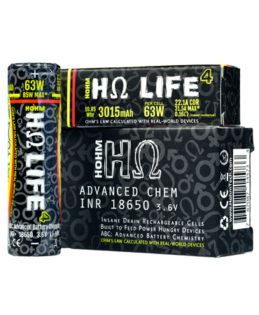 HOHMTECH BATTERY HOHMTECH LIFE4 18650 3015MAH 22.1AMP (Grey/Yellow) HOHMTECH BATTERY HOHMTECH LIFE4 18650 3015MAH 22.1AMP (Grey/Yellow)