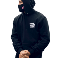 Flamingo+ Black Hoodie  "Good Vibes Only"