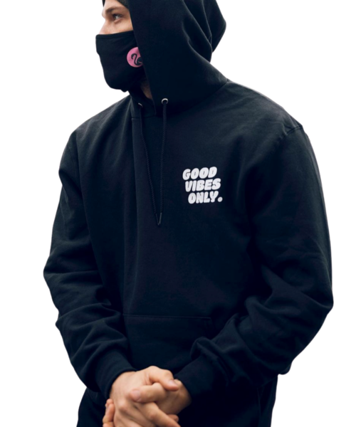 Flamingo+ Black Hoodie  "Good Vibes Only"