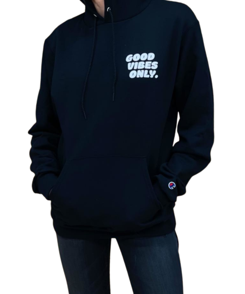 Flamingo+ Black Hoodie  "Good Vibes Only"
