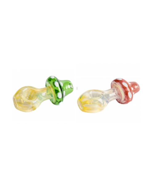 Red Eye Glass 3.25" Stand Up Mushroom Hand Pipe