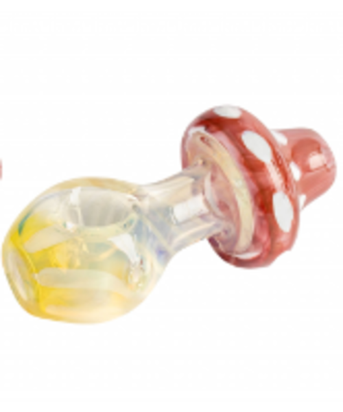 Red Eye Glass 3.25" Stand Up Mushroom Hand Pipe