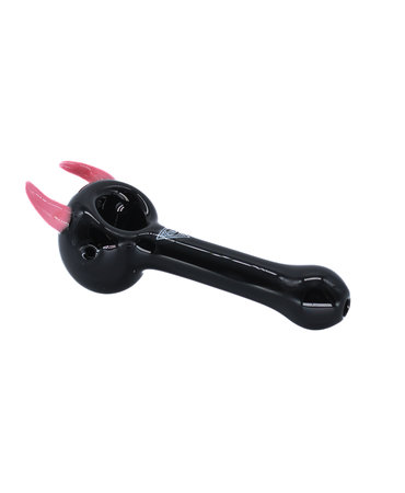 Red Eye Tek Red Eye Tek 4.5" Pink and Black Horn Hand Pipe Red Eye Tek Red Eye Tek 4.5" Pink and Black Horn Hand Pipe