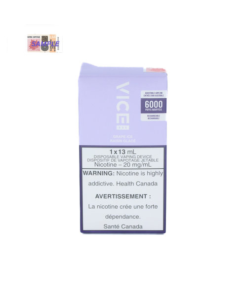 VICE 6000 Box Disposable Rechargeable Vape Grape Ice 20mg