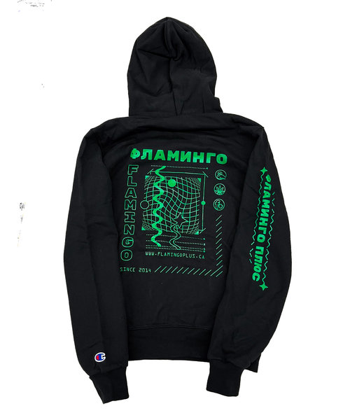 Champion x Flamingo+ Hoodie "Russian Text"