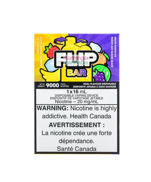 Flip Bar 9000 Dual Flavour Disposable Rechargeable Razz Nana Ice & Grape Punch Ice 20mg