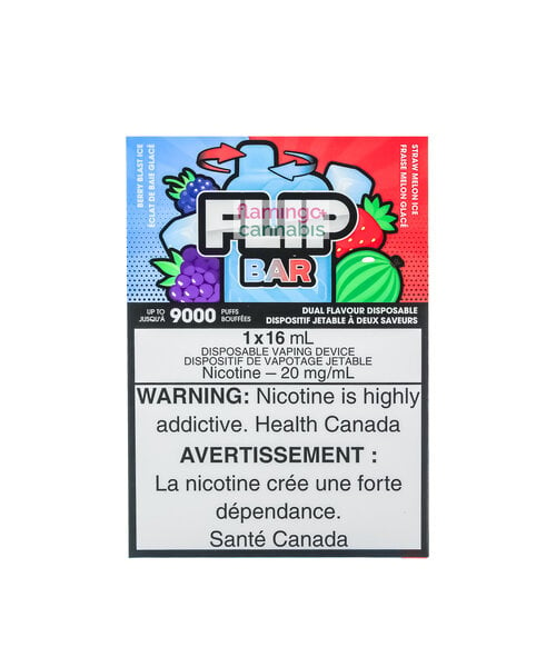 Flip Bar 9000 Dual Flavour Disposable Rechargeable Berry Blast Ice & Straw Melon Ice 20mg