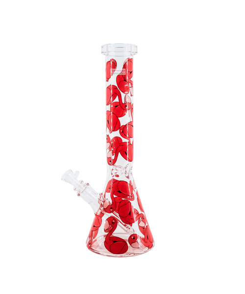 Red Eye Glass 15" Flamingo Floaty Beaker Bong Clear