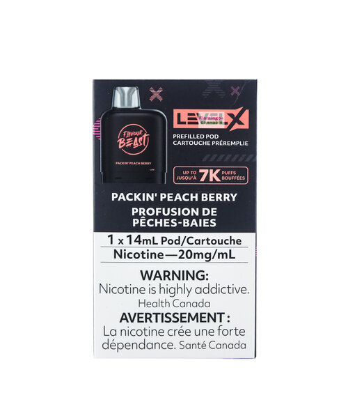 Level-X Flavour Beast Pre-Filled Pod 7000 Puff 20mg 14mL Packin' Peach Berry