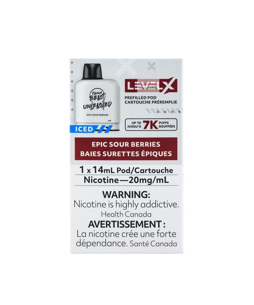 Level-X Flavour Beast EPIC Pre-Filled Pod 7000 Puff 20mg 14mL Sour Berries
