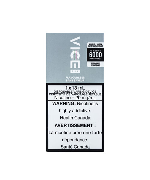 VICE 6000 Box Disposable Rechargeable Vape Flavourless 20mg