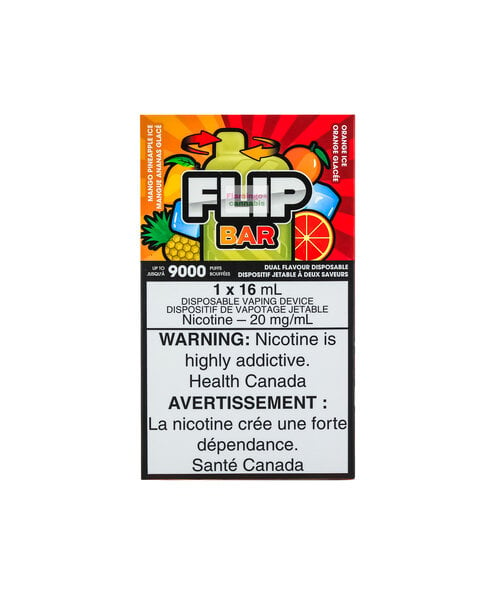 Flip Bar 9000 Dual Flavour Disposable Rechargeable Mango Pineapple Ice & Orange Ice 20mg