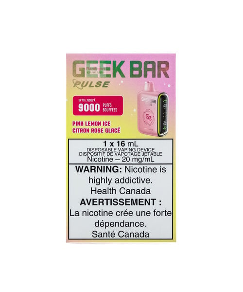 Geek Bar Pulse 9000 Puff Rechargeable Disposable 20mg Pink Lemon Ice