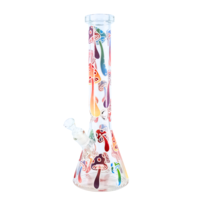 Red Eye Glass 15" Mushroom Magic Glow-In-Dark Beaker Bong