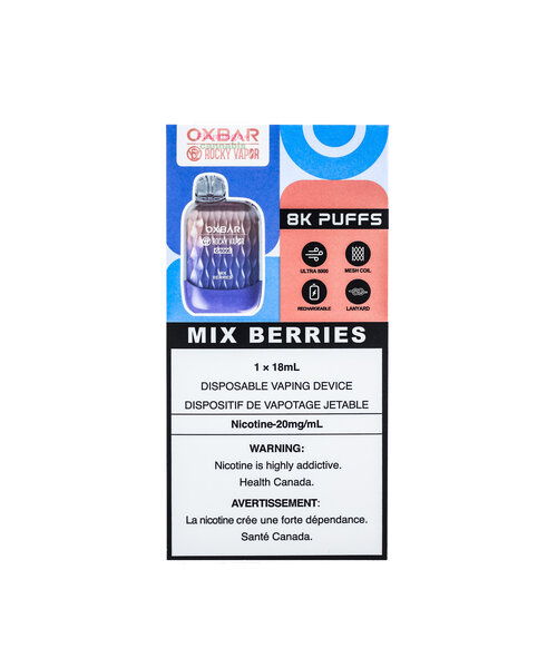 Oxbar Rechargeable 8000 Puff Disposable Vape 20mg Mix Berries
