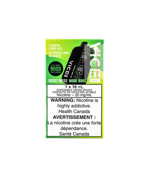 VICE BOOST 9000 Box Disposable Rechargeable Vape Lemon Lime Ice 20mg
