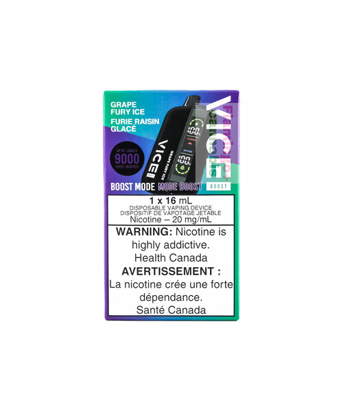 VICE BOOST 9000 Box Disposable Rechargeable Vape Grape Fury Ice 20mg