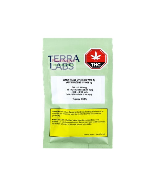 Terra Labs Lemon Heads Sativa Live Resin Cartridge 1G
