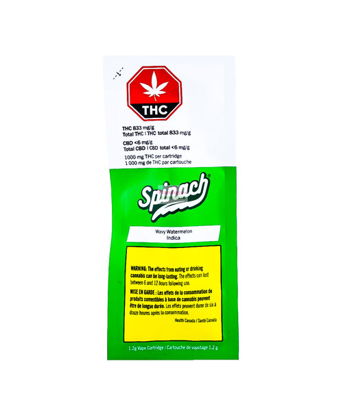 Spinach Wavey Watermelon Indica Cartridge 1.2G