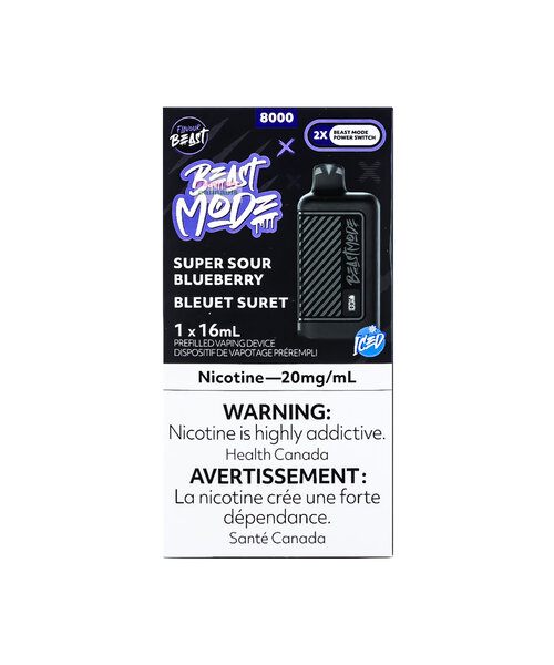 Flavour Beast 8000 puff rechargeable Disposable Super Sour Blueberry 20mg