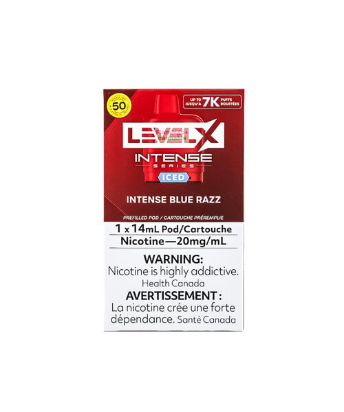 Level-X Intense Pre-filled Pod 7k Puff 20mg (Bold) 14mL Blue Razz