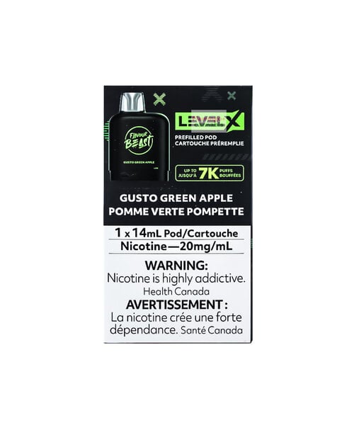 Level-X Flavour Beast Pre-Filled Pod 7000 Puff 20mg 14mL Gusto Green Apple