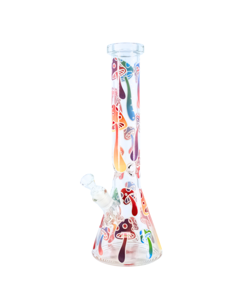 Red Eye Glass 15" Mushroom Magic Glow-In-Dark Beaker Bong