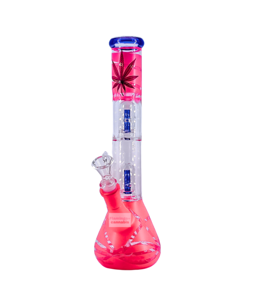 Infyniti 12" Beaker Base Bong With Dual Dome Perc & Splash Guard Pink
