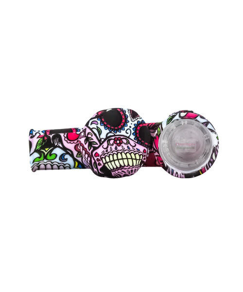 Lit Silicone 3.5" Sugar Skull Pipe With Lid
