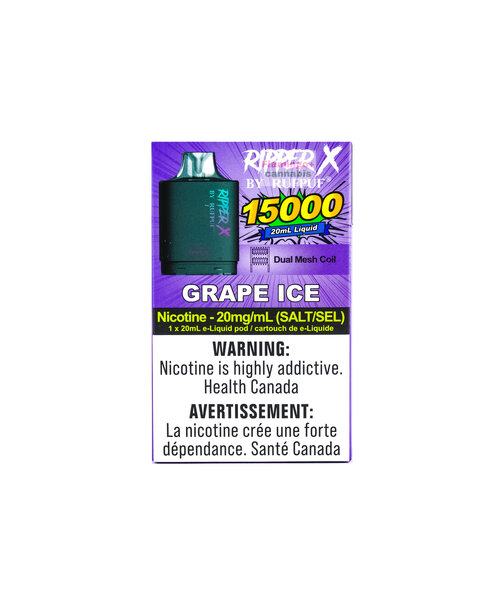 Level-X Compatible RufPuf Ripper X Pre-Filled Pod 15000 Puff 20mg Grape Ice