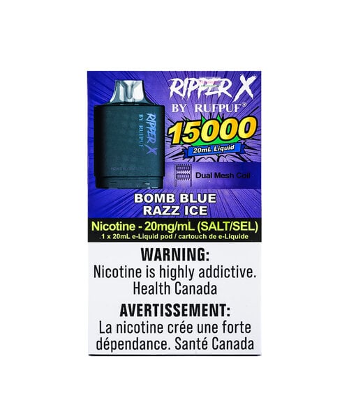 Level-X Compatible RufPuf Ripper X Pre-Filled Pod 15000 Puff 20mg Bomb Blue Razz Ice