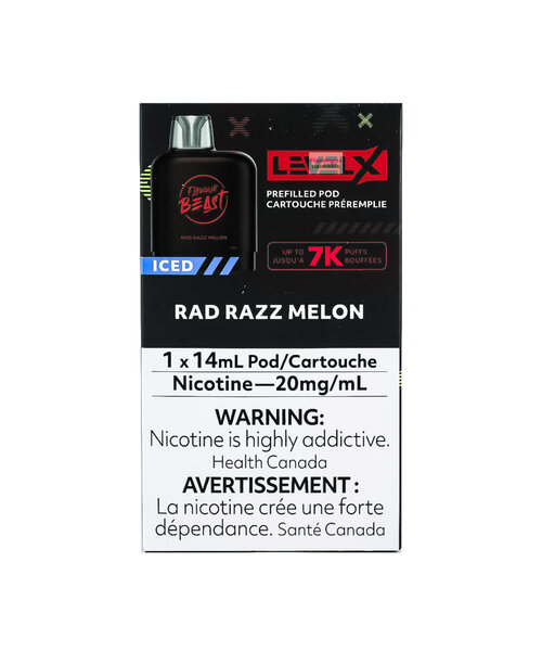 Level-X Flavour Beast Pre-Filled Pod 7000 Puff 20mg 14mL Rad Razz Melon