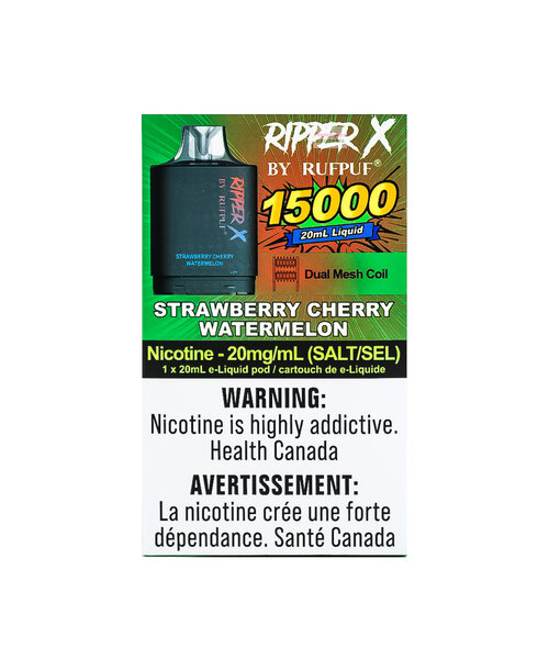Level-X Compatible RufPuf Ripper X Pre-Filled Pod 15000 Puff 20mg Strawberry Cherry Watermelon