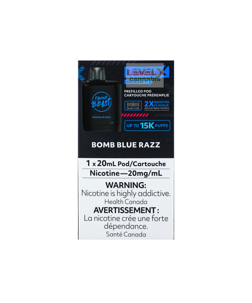 Level-X Flavour Beast BOOST Pre-Filled Pod 15K Puff 20mg 20mL Bomb Blue Razz