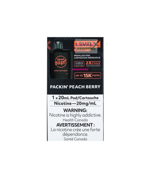 Level-X Flavour Beast BOOST Pre-Filled Pod 15K Puff 20mg 20mL Packin' Peach Berry