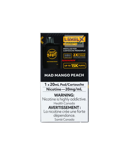 Level-X Flavour Beast BOOST Pre-Filled Pod 15K Puff 20mg 20mL Mad Mango Peach