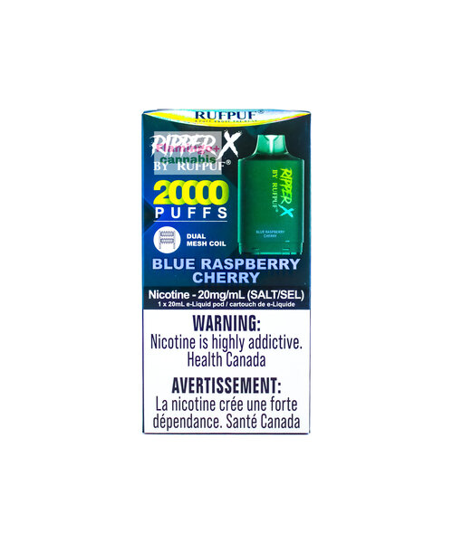 Level-X Compatible RufPuf Ripper X Pre-Filled Pod 20k Puff 20mg /20mL Blue Raspberry Cherry